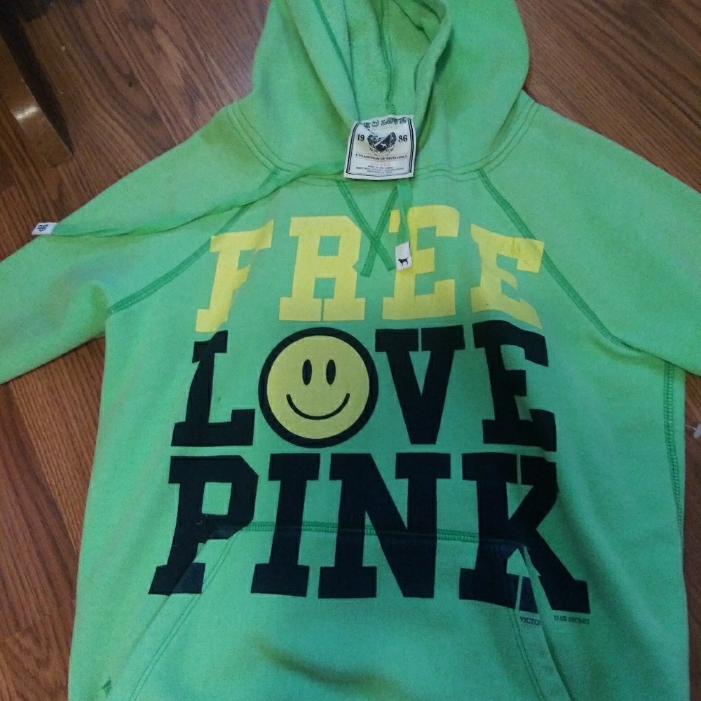 Pink hoodied sweat shirt